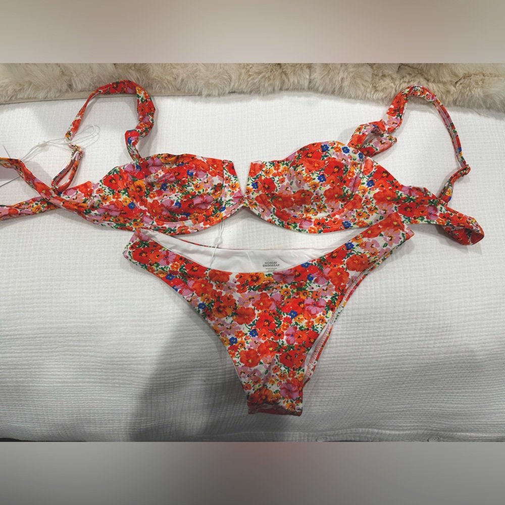 Monday Swimwear Floral Bikini - Red and Multicolor